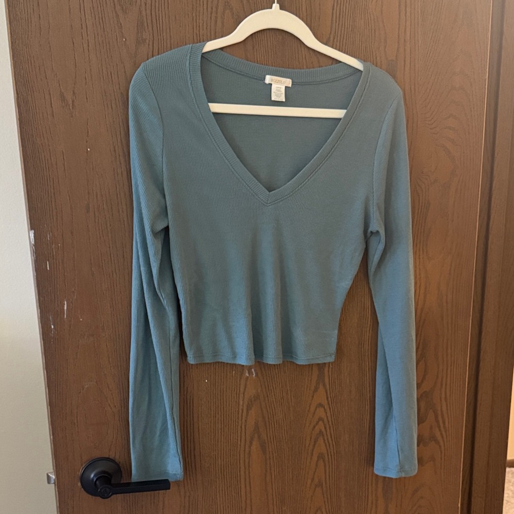 Bozzolo Women's V-Neck Long Sleeve Top - Teal
